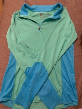 Aqua & Teal Lightweight Quarter-Zip Pullover